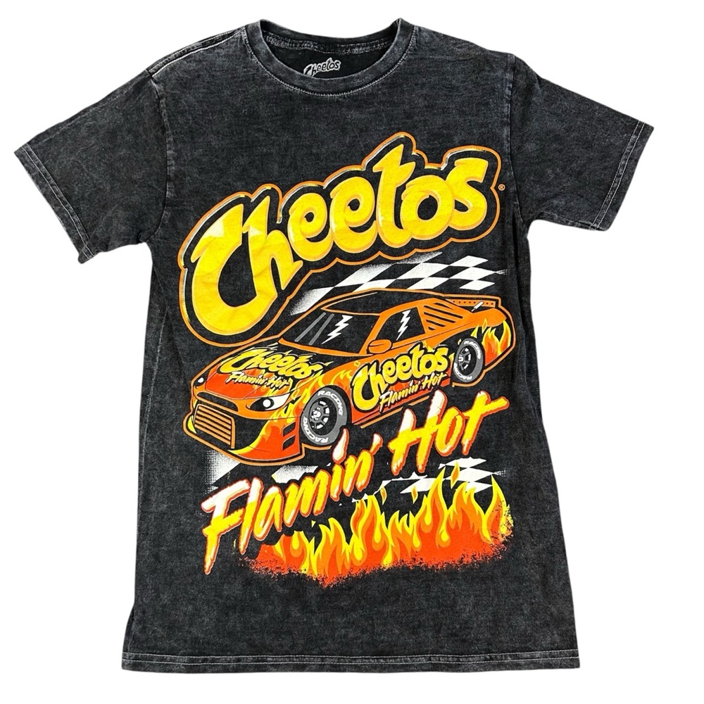 Cheetos Flamin' Hot Nascar Acid Wash Graphic Print Men's T-Shirt Gray Small